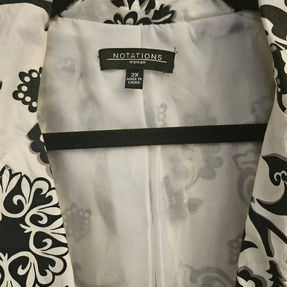 Notations Cotton Button Down Blazer Lined - Women Plus (2X) - Picture 3 of 6